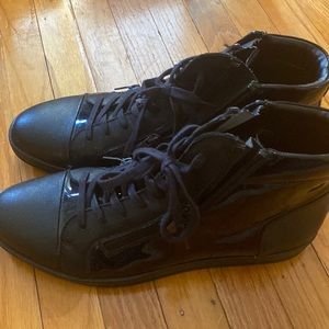 Mens Calvin Klein black sneaker boots.